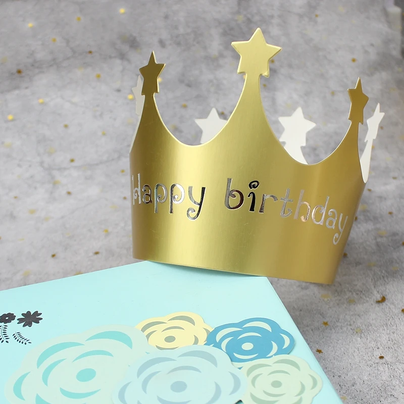客製金色銀色生日帽壽星兒童成人製作印刷 - 細節圖 1