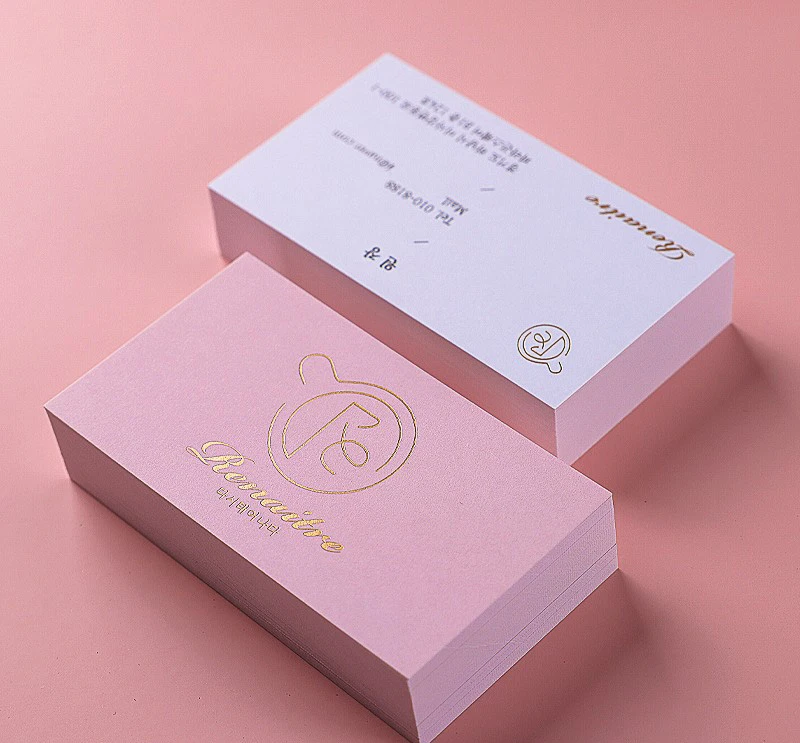 客製燙霧金粉紅名片製作印刷 - 細節圖 3
