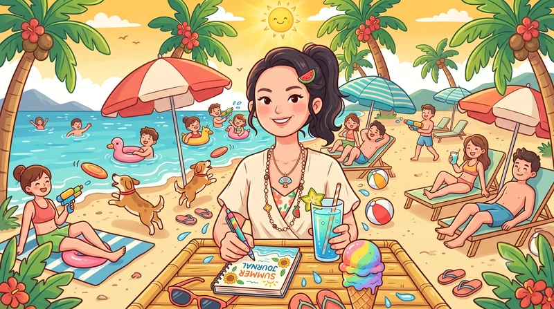 夏日繽紛插畫｜三角桌曆封面AI圖 - 元樂印