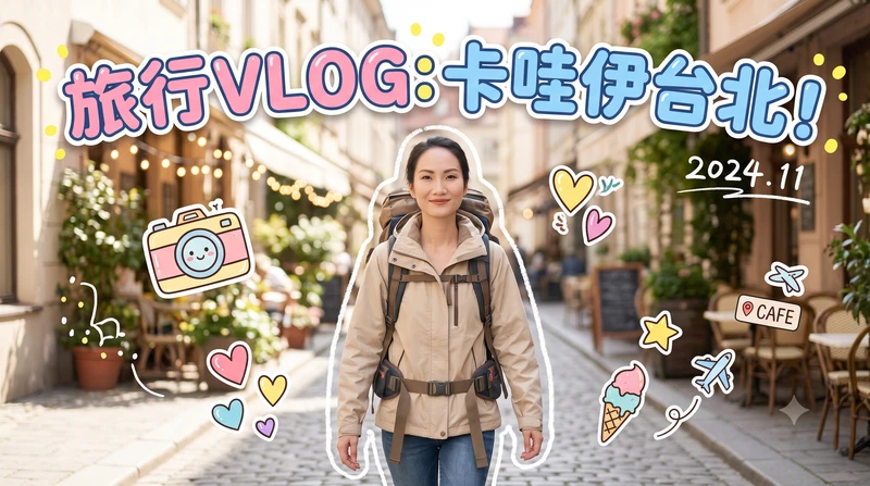 卡哇伊旅行風｜三角桌曆封面AI圖 - 元樂印