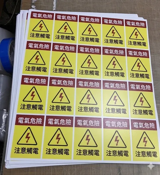 注意觸電貼紙|感電警告貼紙|警示貼紙|少量貼紙|印刷製作